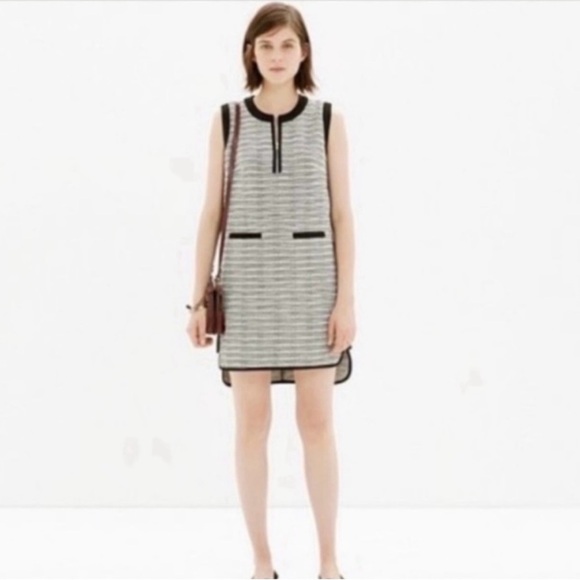 ❤️ NWT! MADEWELL Black and White Tweed Shift Dress - Size 8 - Picture 1 of 7